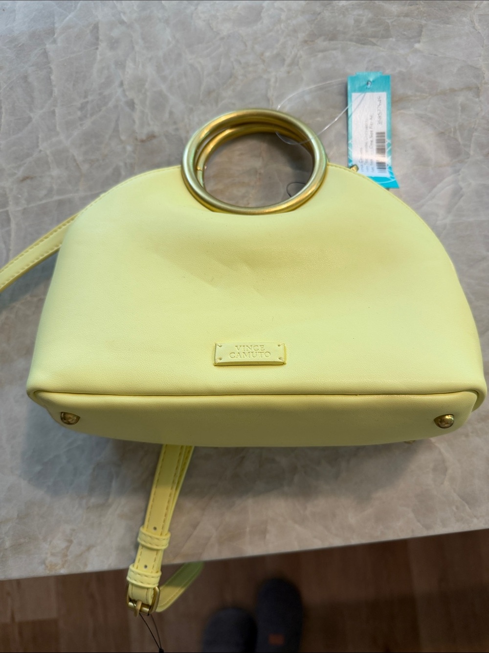 Vince Camuto Pale Yellow Ring-Handle Crossbody